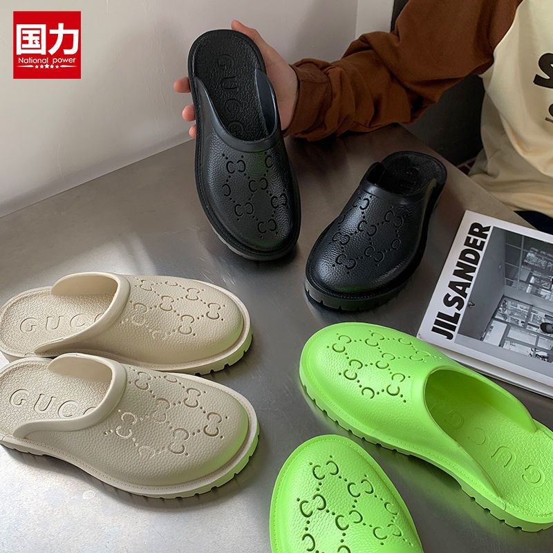 Giày Lười Cao Su Đế Dày Chống Trượt Chống Nước Màu Trắng Đen Thời Trang Cho Cặp Đôi