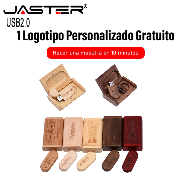 JASTER (1 CÁI Logo tùy chỉnh miễn phí) Ổ đĩa Flash USB 3.0 128GB Gỗ + Hộp Thẻ nhớ 64GB Quà tặng đám cưới Ổ đĩa bút 32GB Khắc Laser bằng gỗ Đĩa U 16GB Chụp ảnh Pendrive 4GB