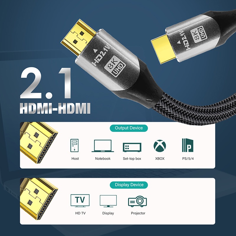 Dây Cáp hdmi Tốc Độ Cao 8k @ 60hz 4k @ 120hz hdcp 2m 3m 5m 8m 10m 12m 2 3 5 8 10 12 meters m hdmi2.1 hd 2.1