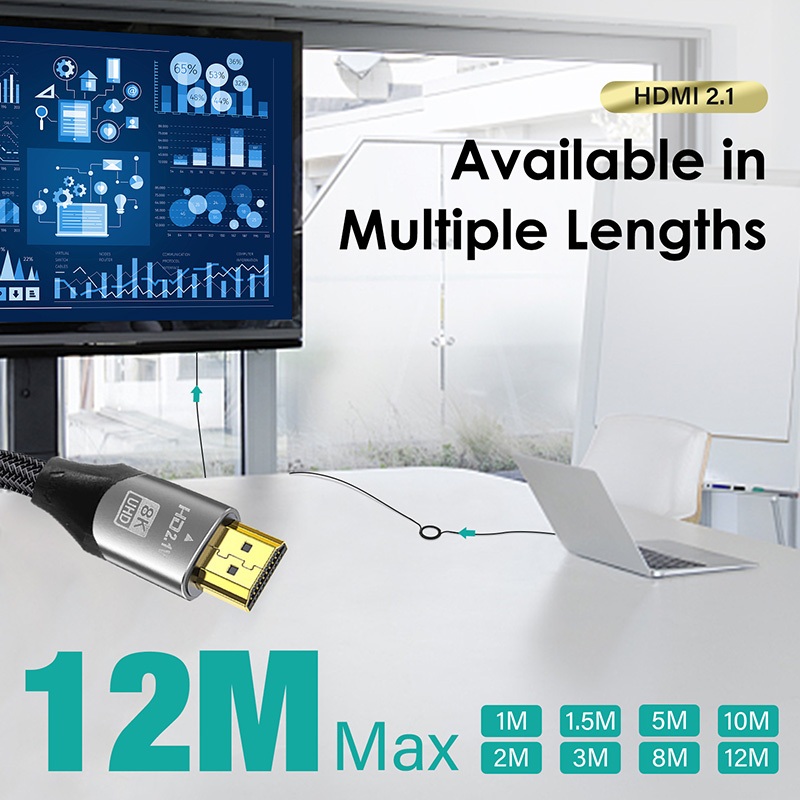 Dây Cáp hdmi Tốc Độ Cao 8k @ 60hz 4k @ 120hz hdcp 2m 3m 5m 8m 10m 12m 2 3 5 8 10 12 meters m hdmi2.1 hd 2.1