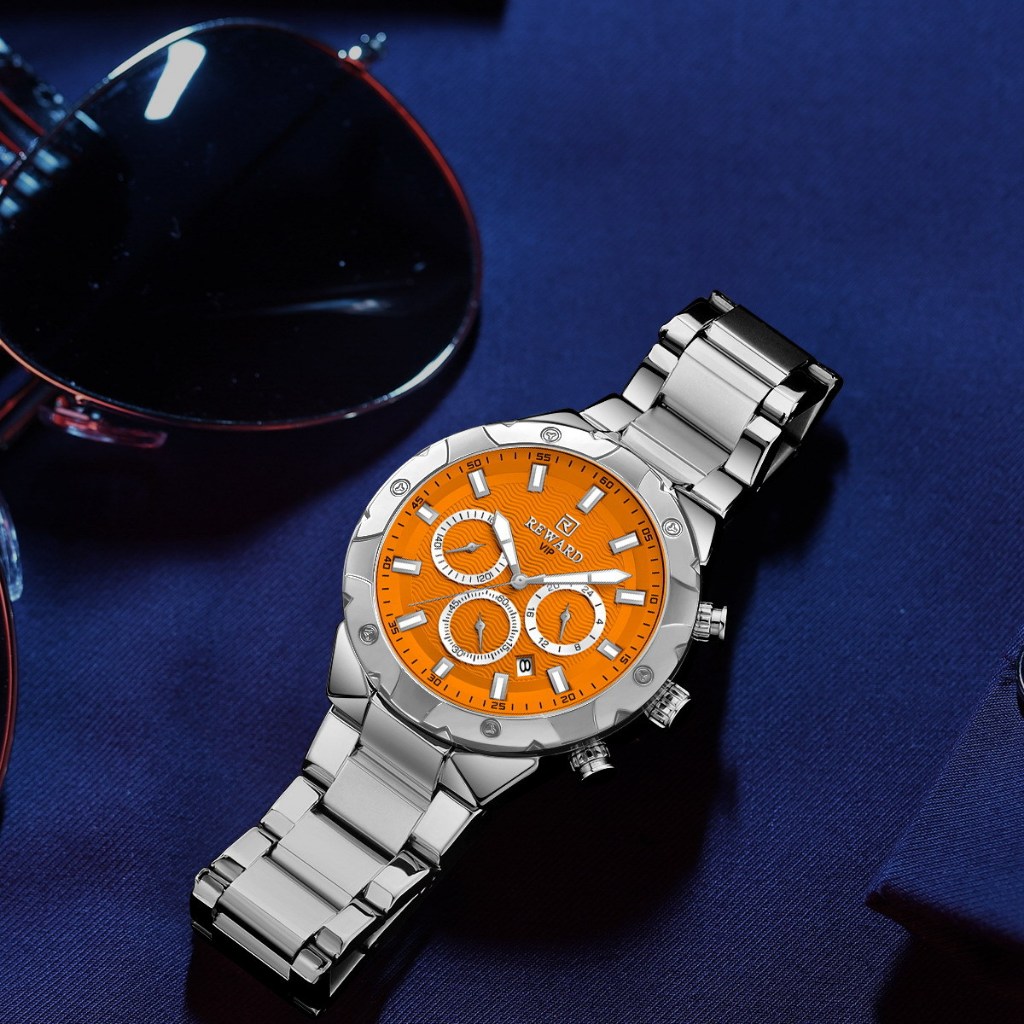 Reward Đồng Hồ Đeo Tay Ghi Hình Ba Mắt Bằng Thép Không Gỉ Chống Nước Cao Cấp Đa Năng Phong Cách Thể Thao Cho Nam