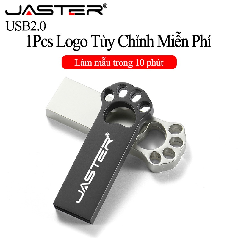 USB JASTER 2.0 kim loại khắc laser hình bàn chân gấu 4gb 8gb 16gb 32gb 64GB 128gb có móc khoá làm quà tặng