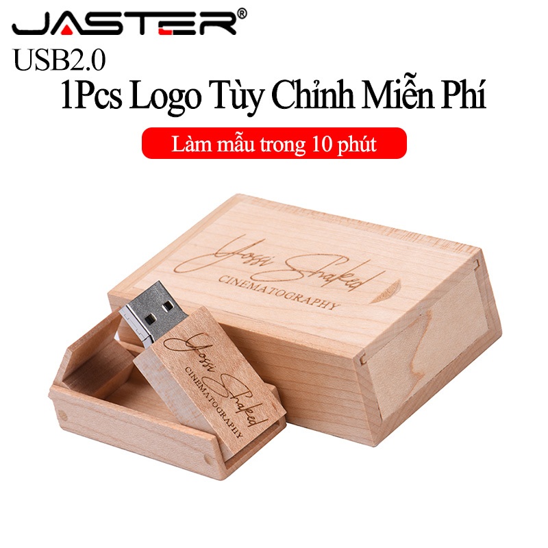 USB JASTER hộp gỗ hình chữ nhật mini dung lượng 128gb 64gb 32gb 16gb 8gb 4gb dùng làm quà tặng sáng tạo