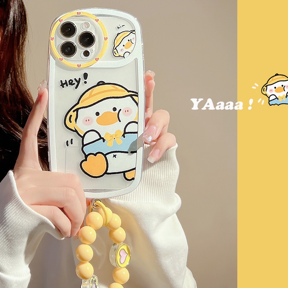 Ốp Điện Thoại Họa Tiết Vịt Hoạt Hình Có Dây Đeo Cho iphone 12 13 14 14 pro max 11 12
