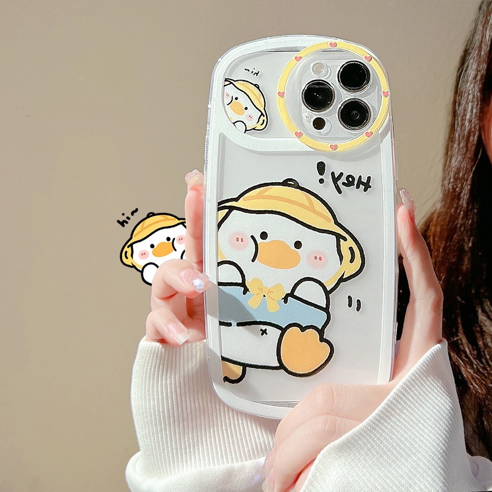 Ốp Điện Thoại Họa Tiết Vịt Hoạt Hình Có Dây Đeo Cho iphone 12 13 14 14 pro max 11 12