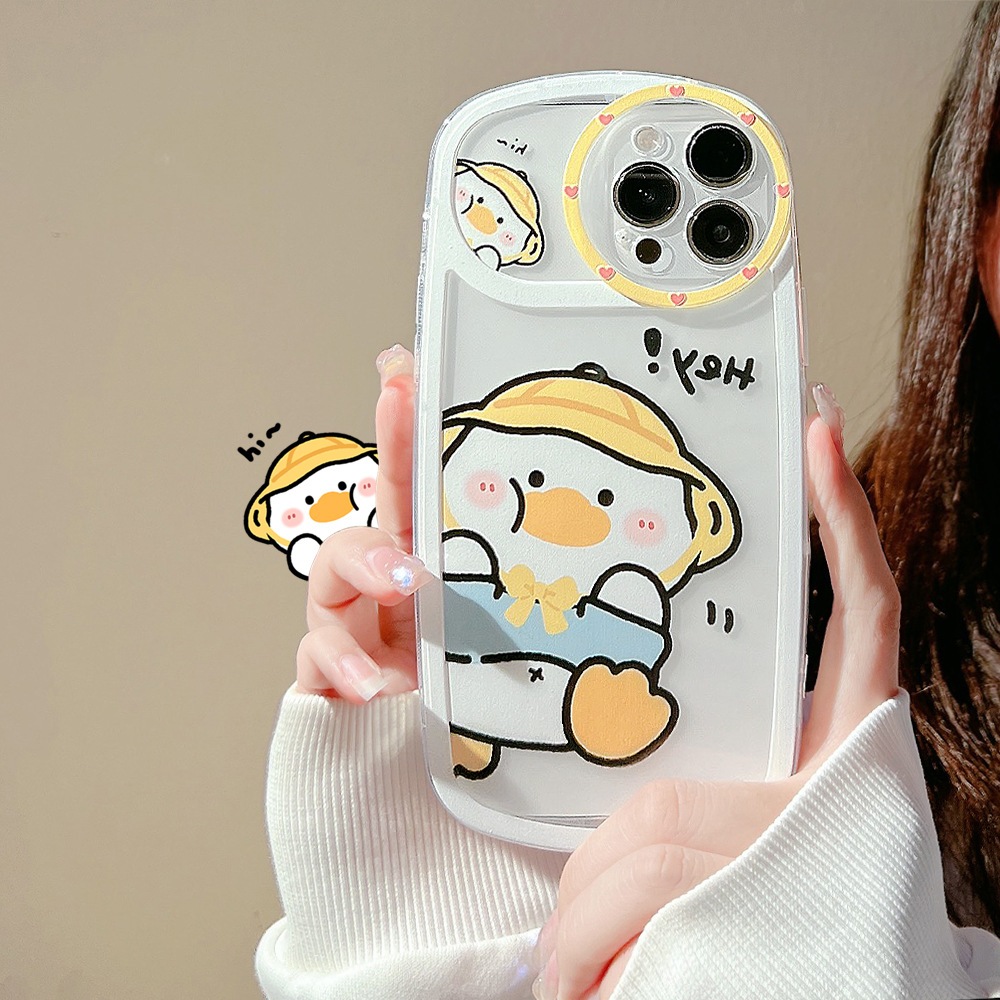 Ốp Điện Thoại Họa Tiết Vịt Hoạt Hình Có Dây Đeo Cho iphone 12 13 14 14 pro max 11 12