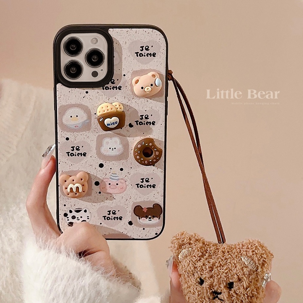 Ốp Điện Thoại Da In Hình Gấu 3d Cho iphone 14promax 15 13 11