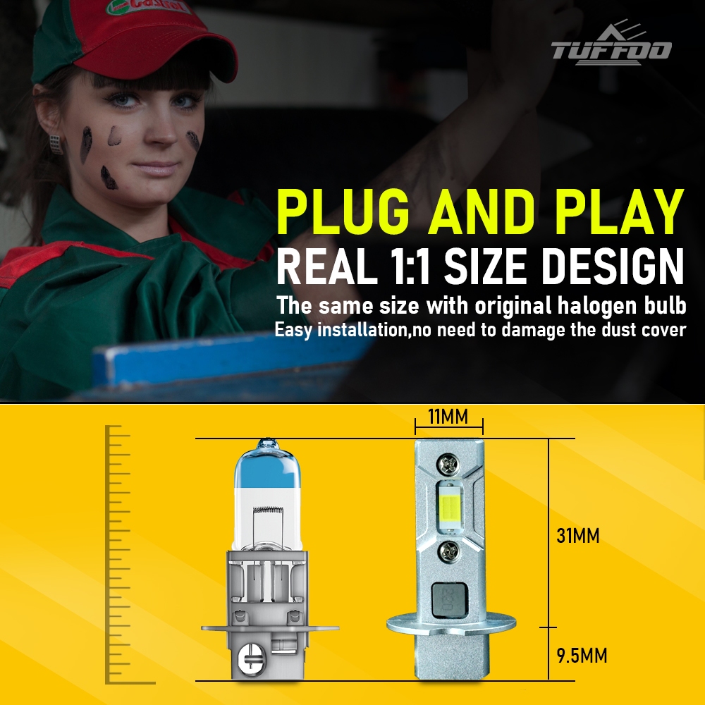 Set 2 Đèn led Sương Mù h3 12v 24v 6000k Ánh Sáng Trắng / Vàng Dành Cho Ô Tô / Xe Tải 6000k