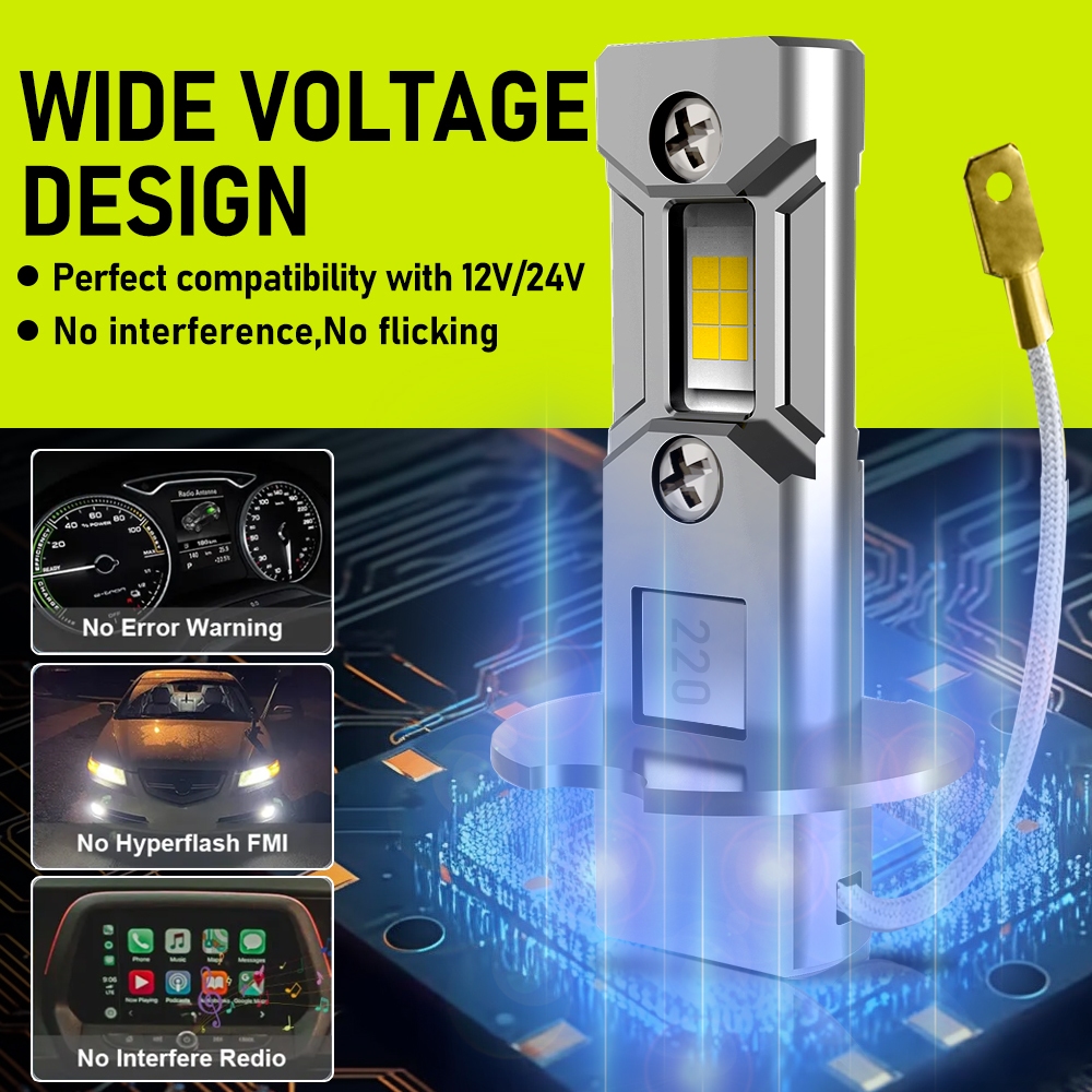 Set 2 Đèn led Sương Mù h3 12v 24v 6000k Ánh Sáng Trắng / Vàng Dành Cho Ô Tô / Xe Tải 6000k