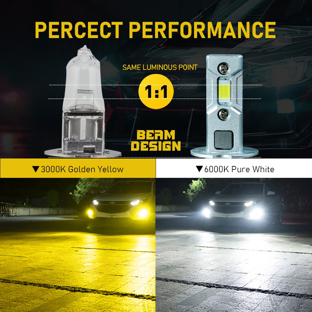 Set 2 Đèn led Sương Mù h3 12v 24v 6000k Ánh Sáng Trắng / Vàng Dành Cho Ô Tô / Xe Tải 6000k