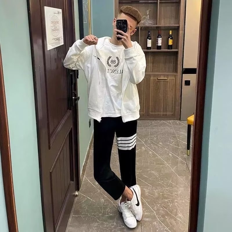 Quần Dài 4 Sọc Màu Đen Phong Cách Hàn Quốc Cho Nam bn18