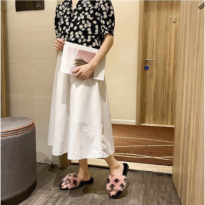 Dép Lông Đi Trong Nhà Đính Hoa Phong Cách Mới-AA1687