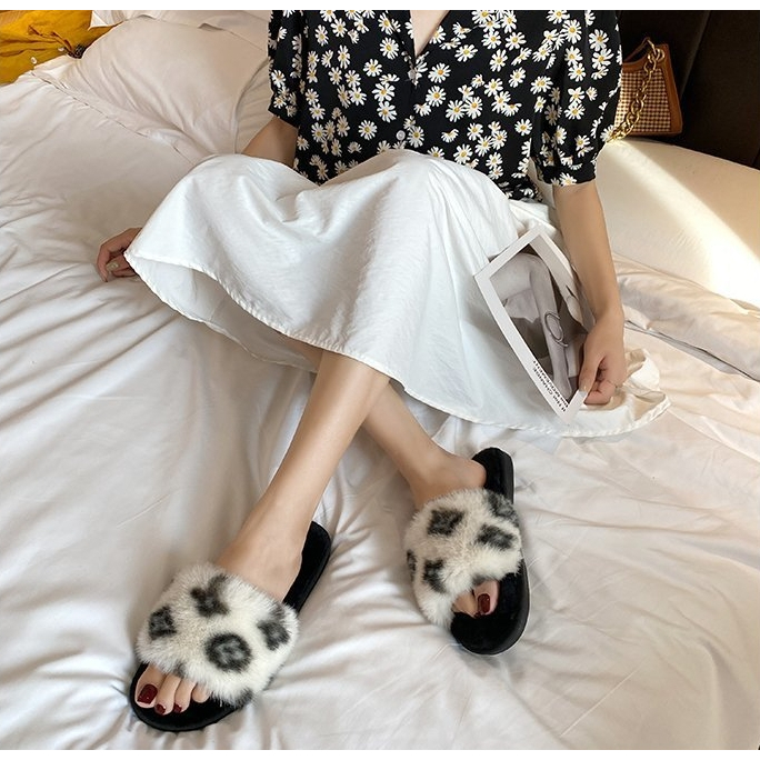 Dép Lông Đi Trong Nhà Đính Hoa Phong Cách Mới-AA1687