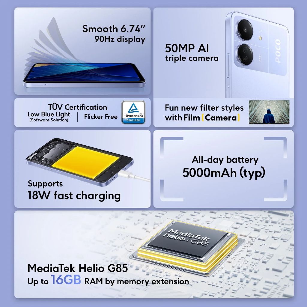 Camera Hành Trình poco c65 Phiên Bản Toàn Cầu 128gb / 256gb mediatek helio g85 octa core 5000mah 6.74 "90hz hd + 50mp