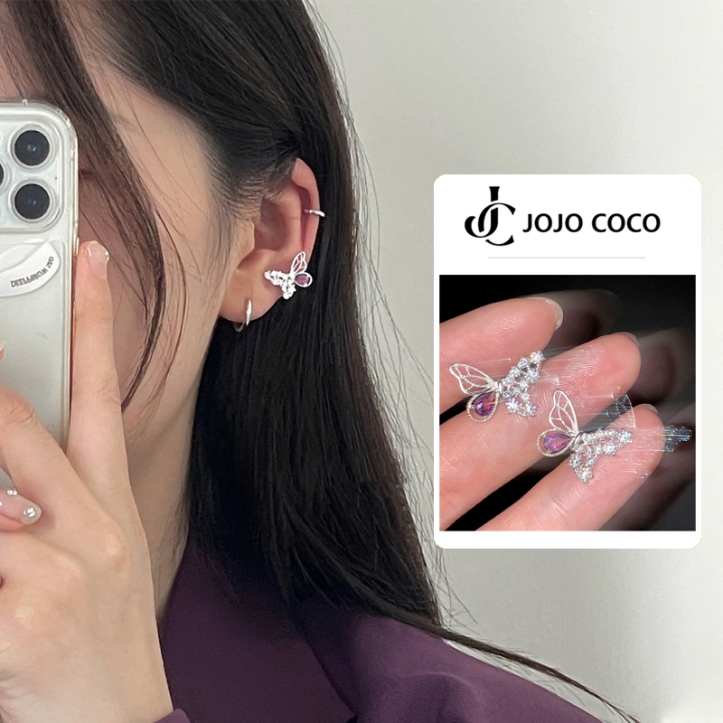 JOJO COCO Bông Tai Mạ Bạc 925 Hình Bướm Đính Đá zircon Thời Trang Dành Cho Nữ