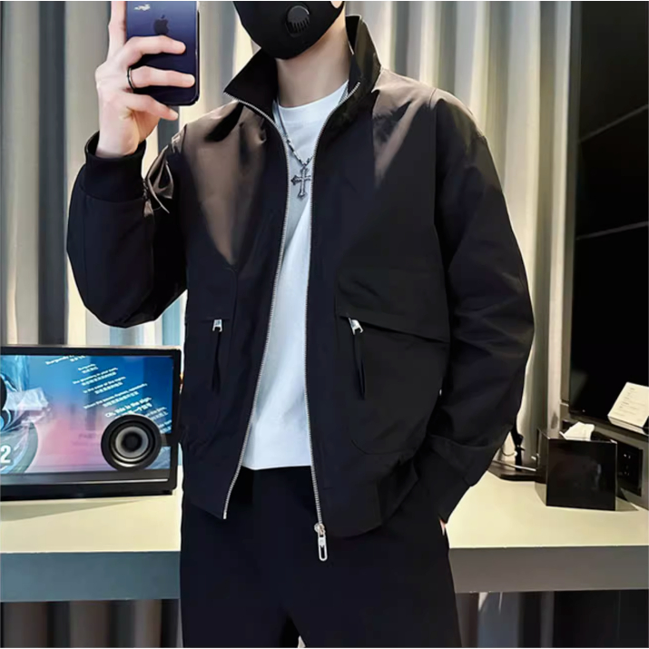 Áo Khoác Cổ Đứng Có Túi Và Khóa Kéo Chất Lượng Cao Cho Nam