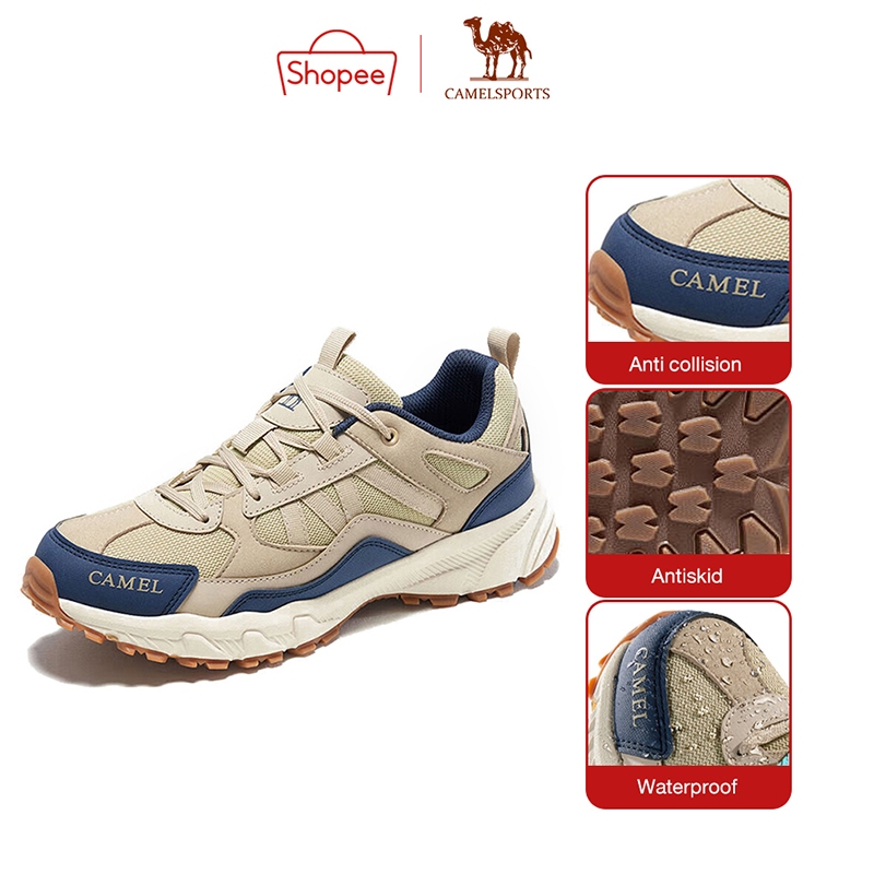 CAMEL SPORTS Nam Giày Đi Bộ Đường Dài Da Chống Thấm Nước Người Giày Chống Trơn Trượt Nam 2023 Mới Ngoài Trời Chịu Mài Mòn Huấn Luyện