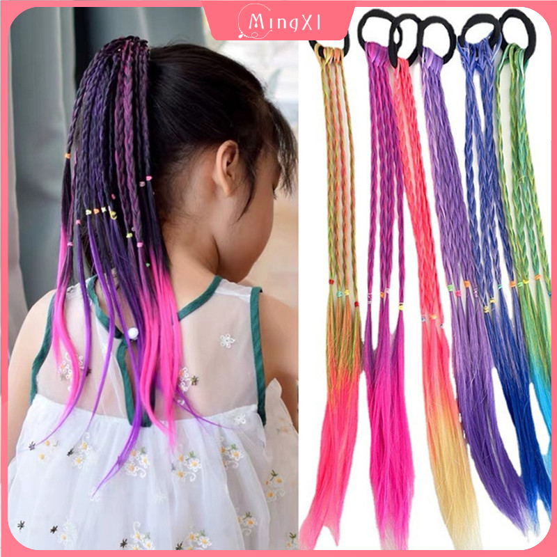 Dây Buộc Tóc Giả Kiểu Tóc Bện Màu gradient Thời Trang Cá Tính