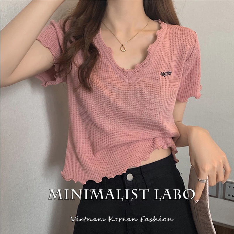 Áo thun Minimalist Labo tay ngắn cổ tròn in hình thời trang cá tính