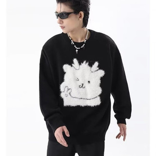 Áo sweater cổ cao tay dài dáng rộng họa tiết Giáng sinh thời trang cho cặp đôi