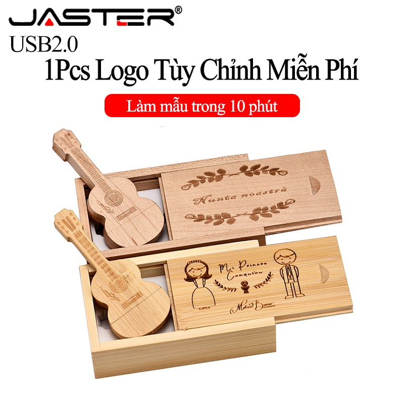 Jaster (1 cái logo miễn phí) ổ đĩa flash usb 128gb mô hình guitar usb 2.0 thẻ nhớ 64gb gỗ có hộp ổ bút 32gb nhiếp ảnh studio u đĩa 16gb lễ hội âm nhạc quà tặng pendrive 8gb