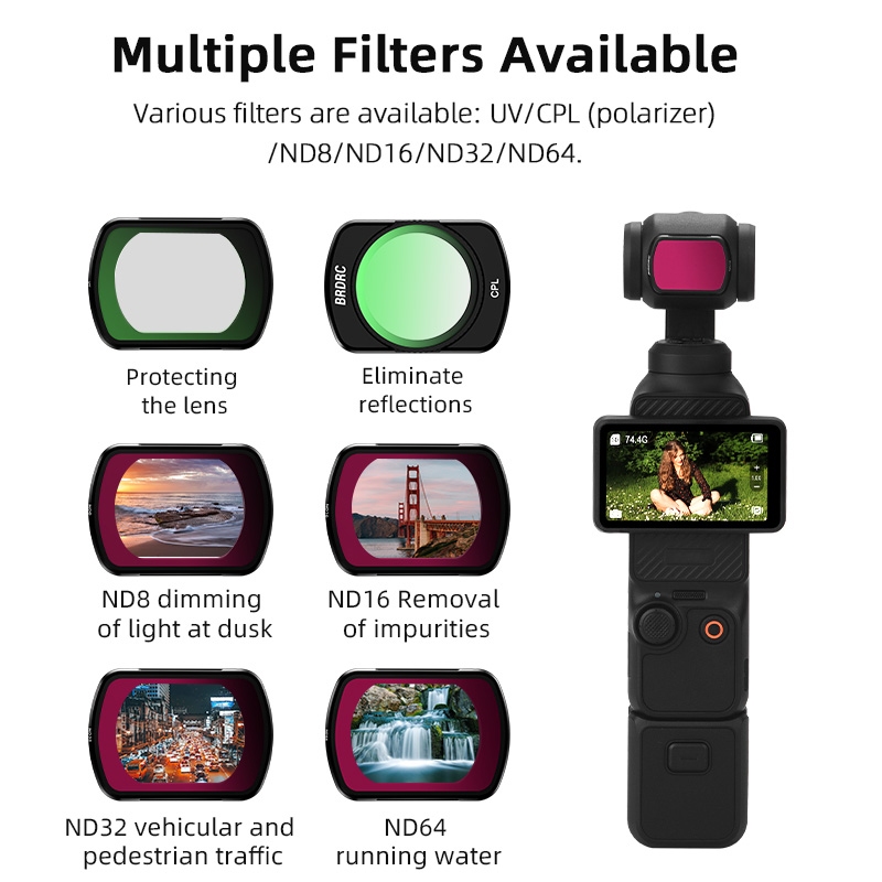 Bộ Phụ Kiện Lọc Phân Cực Khử Trùng uv Bảo Vệ Ống Kính nd Cho dji osmo pocket 3