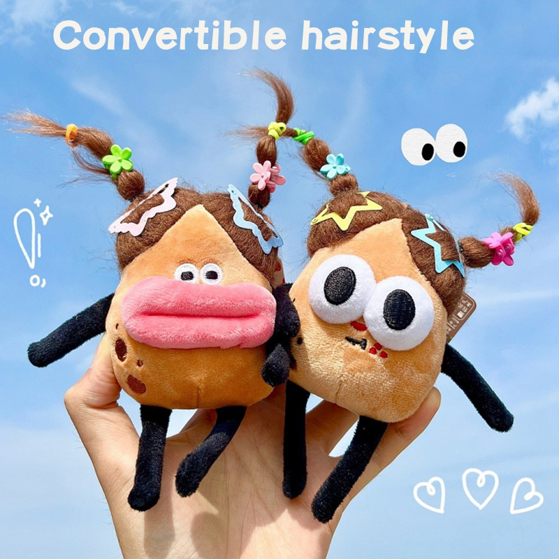 Bông búp bê đầu móc khóa đồ chơi sang trọng túi học sinh sáng tạo mặt dây chuyền cô gái quà tặng sinh nhật