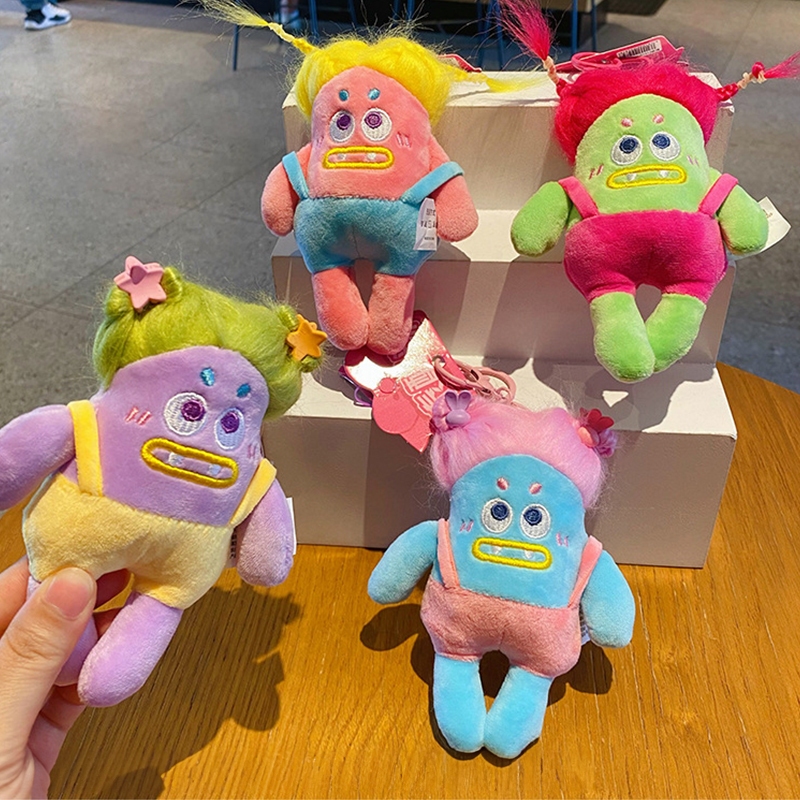 Bông búp bê đầu móc khóa đồ chơi sang trọng túi học sinh sáng tạo mặt dây chuyền cô gái quà tặng sinh nhật