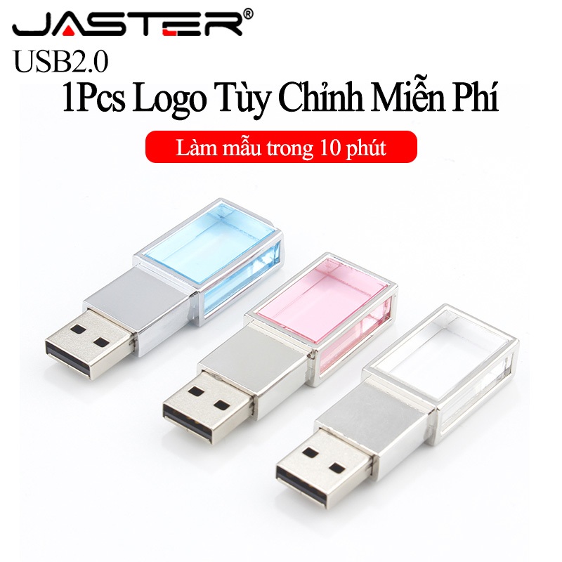 Ổ USB flash 2.0 JASTER 128gb 64gb 32gb 16gb 8gb 4gb chống nước trong suốt nhiều màu gắn móc khóa làm quà tặng sáng tạo