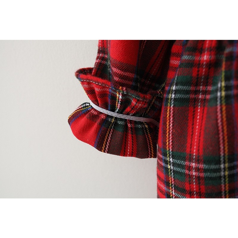 Đầm Giáng Sinh Kẻ Sọc Caro Đỏ Đen Thời Trang Mùa Thu Cho Bé Gái