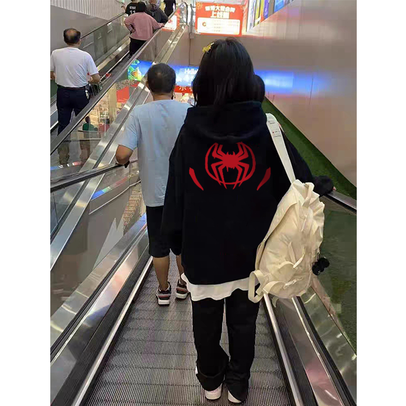 Áo khoác nỉ nam đen BEEYANBUY hoodie cotton fashion in hình spider man unisex 100% cotton-Y0560