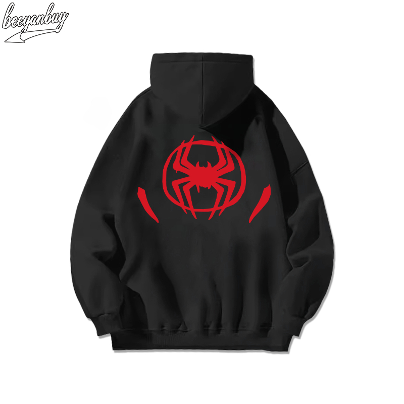 Áo khoác nỉ nam đen BEEYANBUY hoodie cotton fashion in hình spider man unisex 100% cotton-Y0560