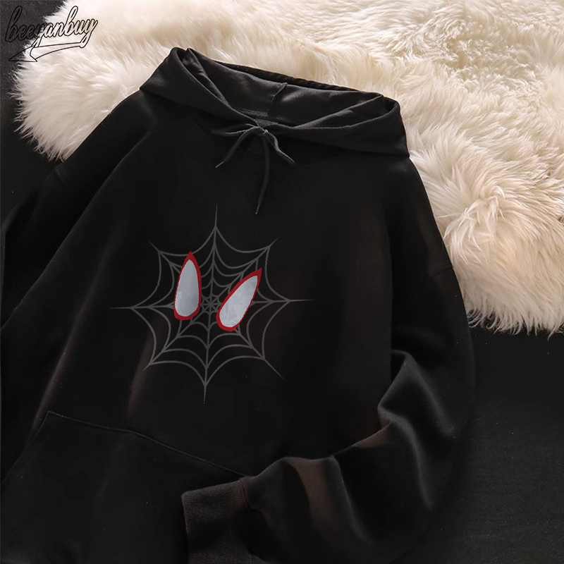 Áo khoác nỉ nam đen BEEYANBUY hoodie cotton fashion in hình spider man unisex 100% cotton-Y0560