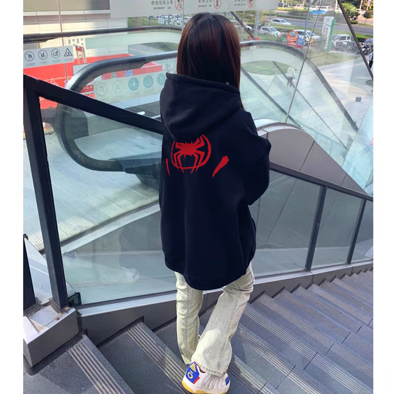 Áo khoác nỉ nam đen BEEYANBUY hoodie cotton fashion in hình spider man unisex 100% cotton-Y0560