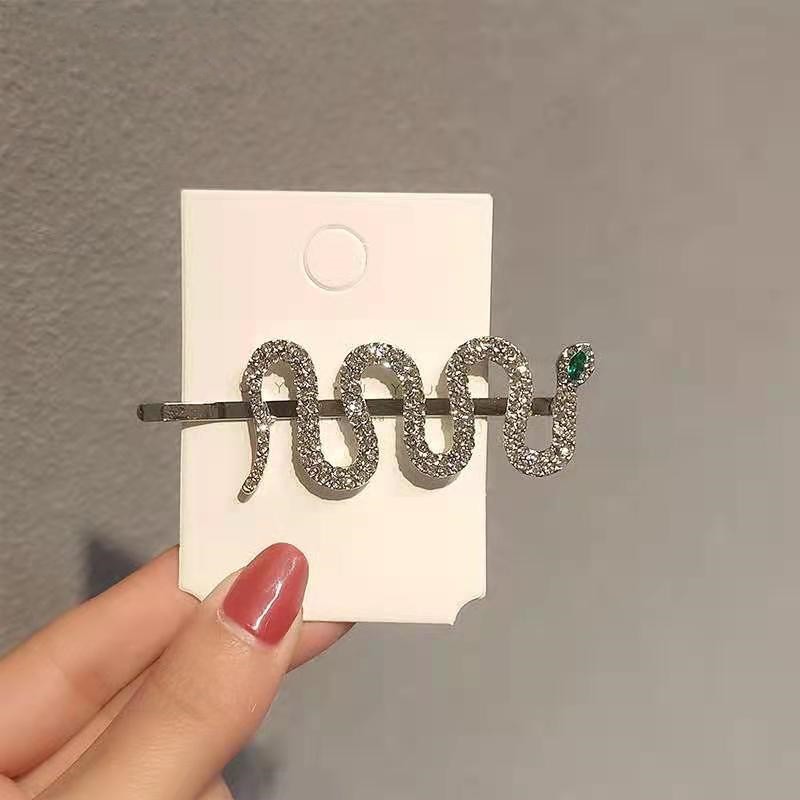 Thời Trang Kẹp Tóc Hình Rắn Đính Kim Cương Giả Lấp Lánh Màu Bạc Làm Quà Sinh Nhật Cho Nữ