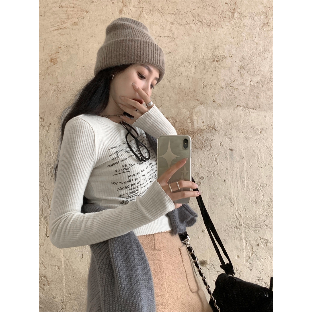 NZN Áo thun dài tay in chữ mới mùa thu