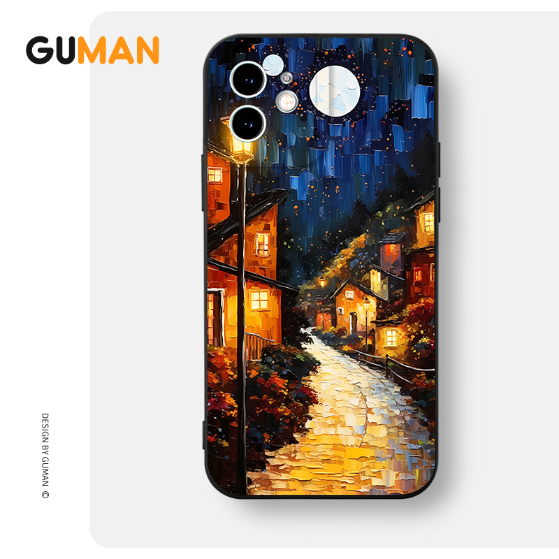 Ốp lưng GUMAN mềm đen độc lạ dễ thương đẹp Cho iPhone 15 14 13 12 11 Pro Max SE 2020 X XR XS 8 7 ip 6S 6 Plus kute xyb2523