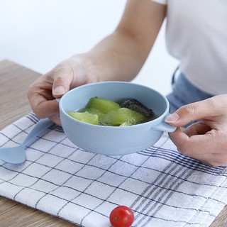 Bát rơm lúa mì có muỗng cho bé ăn dặm