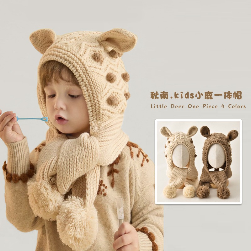 Mũ Len Trùm Tai Giữ Ấm Dễ Thương Cho Bé