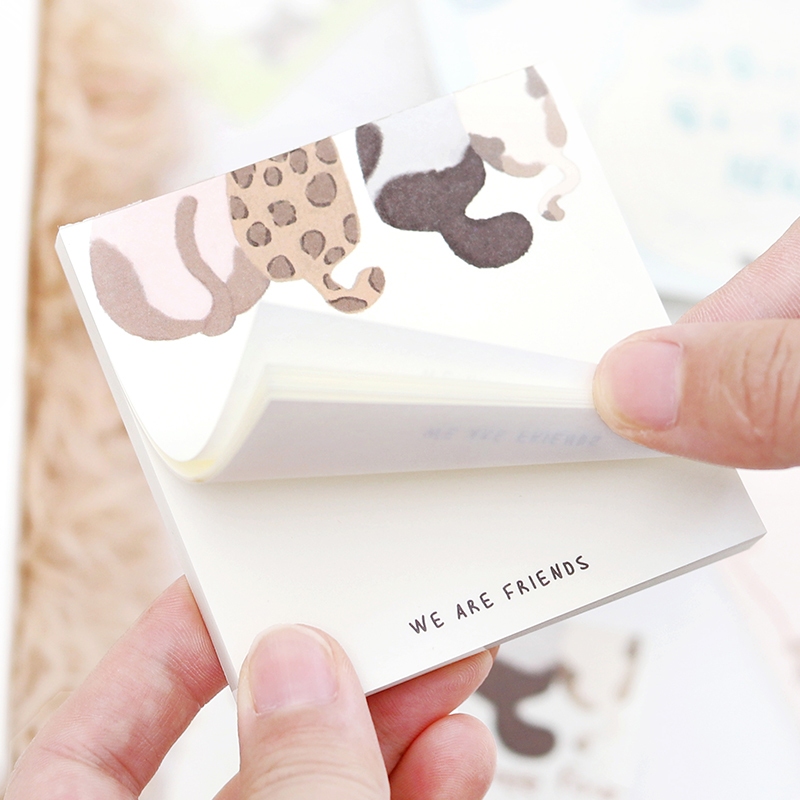 Mr. Paper 100 vé/túi tờ Tượng đơn Dễ thương Hoạt hình Mèo động vật tờ Tài liệu trang trí biên giới bàn tay DIY sáng tạo Học sinh Bản ghi nhớ