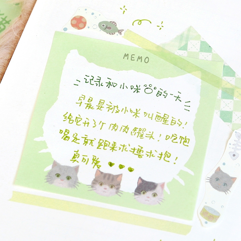 Mr. Paper 100 vé/túi tờ Tượng đơn Dễ thương Hoạt hình Mèo động vật tờ Tài liệu trang trí biên giới bàn tay DIY sáng tạo Học sinh Bản ghi nhớ