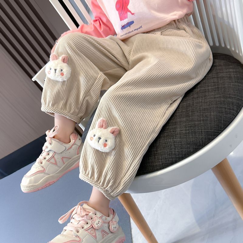 Quần Legging Nhung Kẻ Thời Trang Mùa Xuân Thu Giản Dị Dành Cho Bé Gái