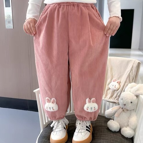 Quần Legging Nhung Kẻ Thời Trang Mùa Xuân Thu Giản Dị Dành Cho Bé Gái