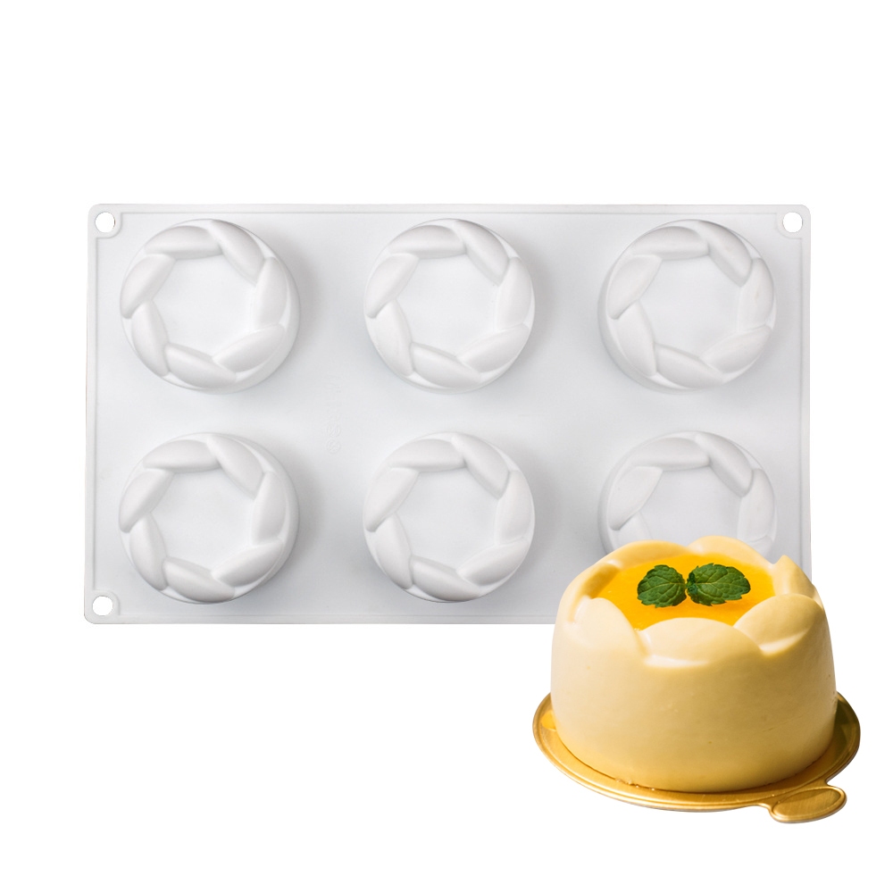 Khuôn Silicone 6 Ngăn Hình Trụ Làm Bánh Mousse / Xà Phòng / Nến Tráng Miệng DIY