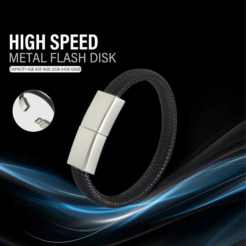 Usb Dung Lượng 64gb 32gb Dạng Vòng Đeo Tay Màu Đen Chống Nước 16gb 8gb