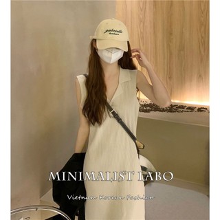 Minimalist labo đầm dệt kim dáng dài form rộng phong cách hàn quốc