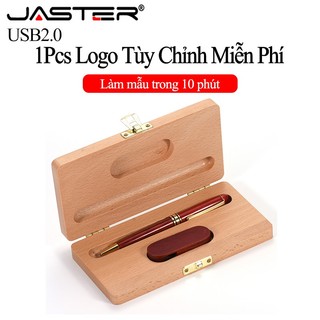 Ổ usb flash 2.0 jaster 128gb 64gb 32gb 16gb 8gb 4gb bằng gỗ sồi với bút và hộp gỗ hình chữ nhật độc đáo sáng tạo