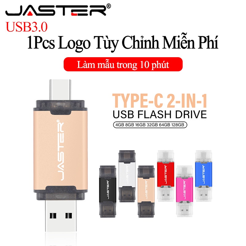 Jaster type-c 2in1 usb 3.0 ổ đĩa flash 128gb quà tặng doanh nghiệp thẻ nhớ 64gb miễn phí logo tùy chỉnh ổ bút 32gb khắc laser pendrive 16gb mini chống nước u disk 8gb 4gb
