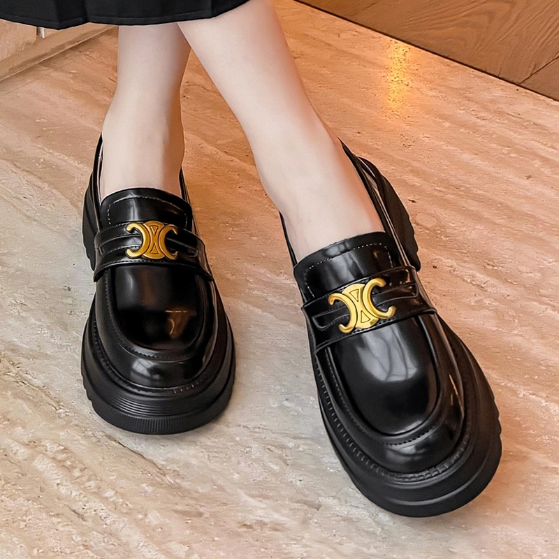 Mới Giày Da Cao Gót Đế Dày Thoải Mái Phong Cách Anh Quốc Cho Nữ Size 34-40