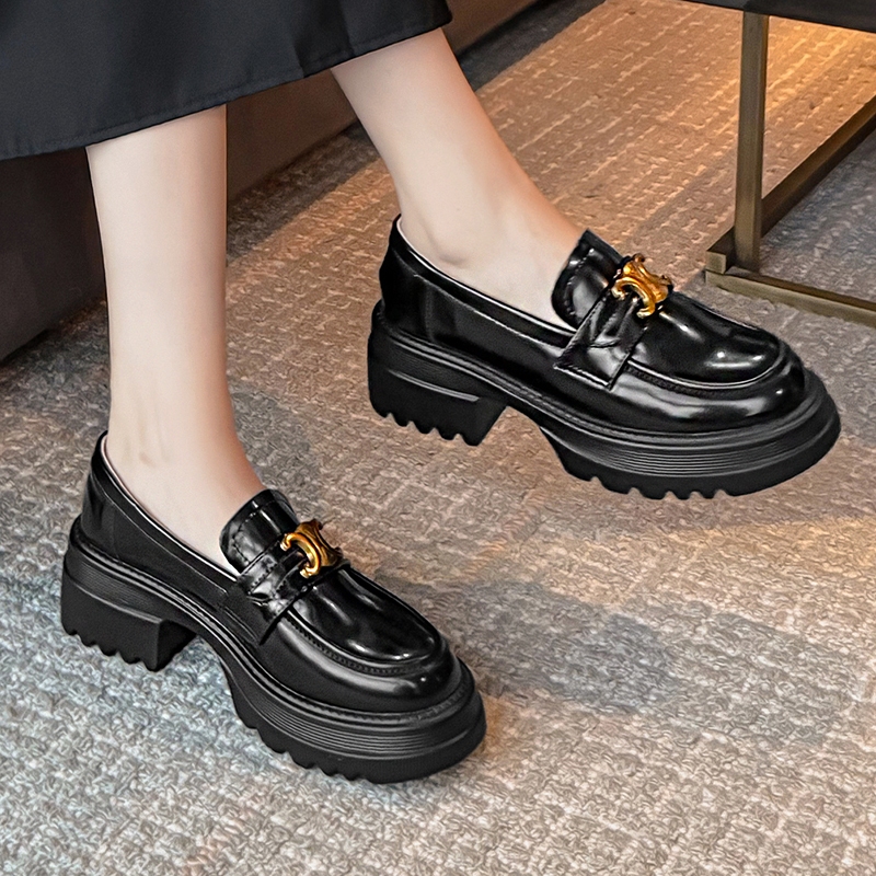 Mới Giày Da Cao Gót Đế Dày Thoải Mái Phong Cách Anh Quốc Cho Nữ Size 34-40